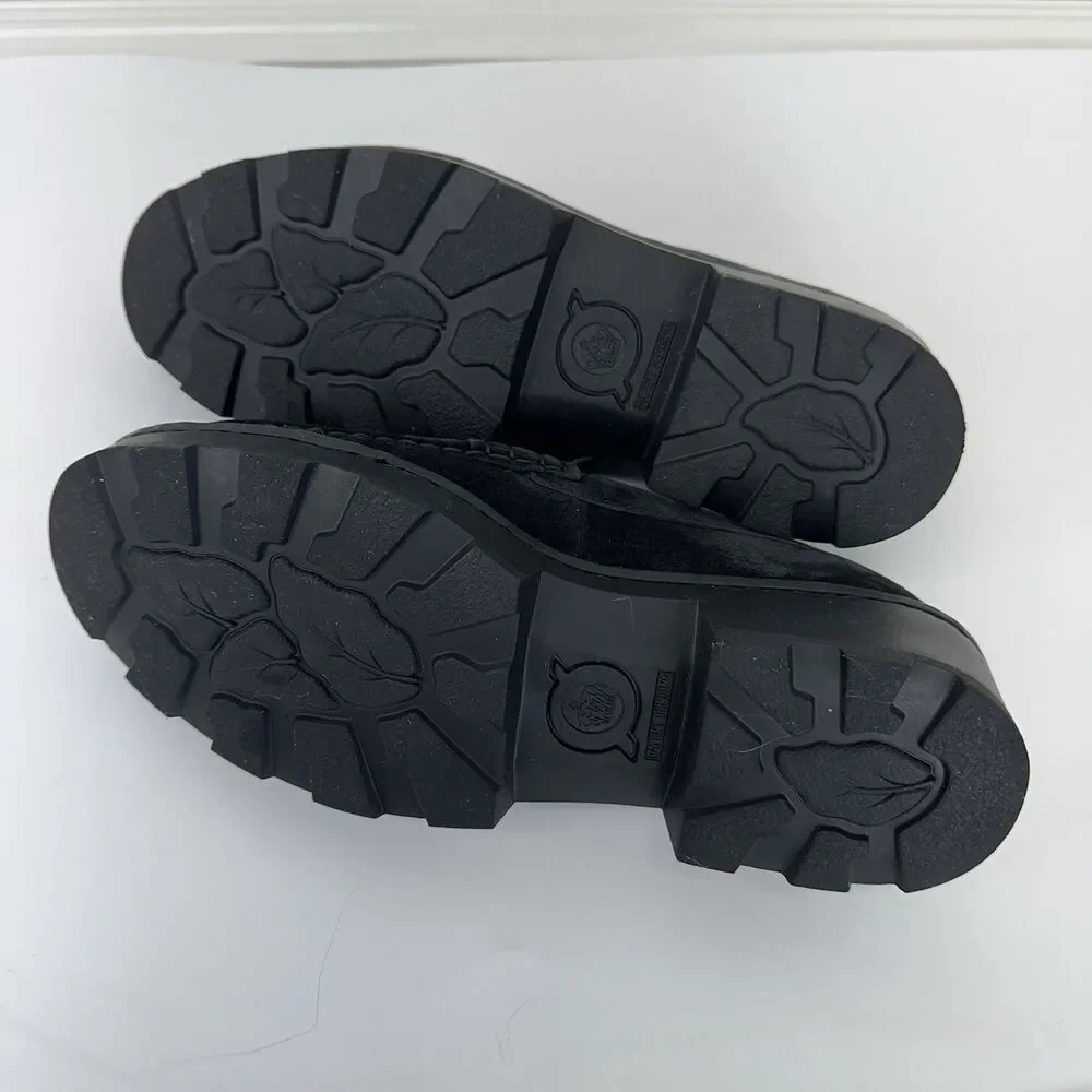 Born Womens Size 8 Capri Tassel Black Suede Lugged Loafers Shoes Capsule Preppy
